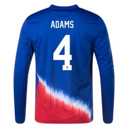 Adams #4 USA Voetbalshirt Copa America 2024 Uittenue Heren Lange Mouw