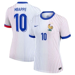 Dames Kylian Mbappé #10 Frankrijk Voetbalshirt EK 2024 Uittenue
