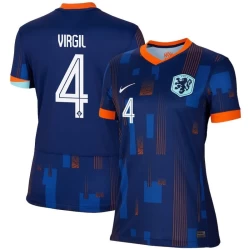 Dames Virgil van Dijk #4 Nederlands Voetbalshirt EK 2024 Uittenue