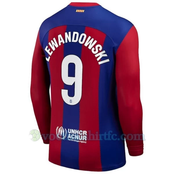 FC Barcelona Robert Lewandowski #9 Voetbalshirt 2023-24 Thuistenue Heren Lange Mouw