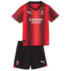 Kinderen AC Milan Voetbalshirt 2023-24 Thuistenue (+ Korte Broeke)