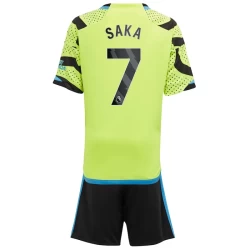 Kinderen Arsenal FC Voetbalshirt 2023-24 Bukayo Saka #7 Uittenue (+ Korte Broeke)