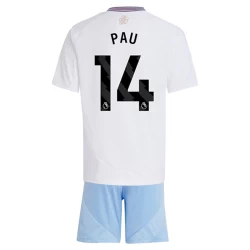 Kinderen Aston Villa Voetbalshirt 2024-25 Pau #14 Uittenue (+ Korte Broeke)