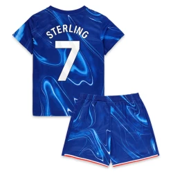 Kinderen Chelsea FC Raheem Sterling #7 Voetbalshirt 2024-25 Thuistenue (+ Korte Broeke)