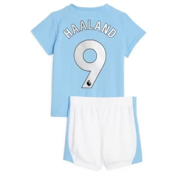 Kinderen Manchester City Erling Haaland #9 Voetbalshirt 2023-24 Thuistenue (+ Korte Broeke)