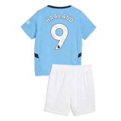 Kinderen Manchester City Erling Haaland #9 Voetbalshirt 2024-25 Thuistenue (+ Korte Broeke)
