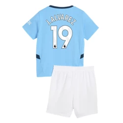 Kinderen Manchester City J. Alvarez #19 Voetbalshirt 2024-25 Thuistenue (+ Korte Broeke)