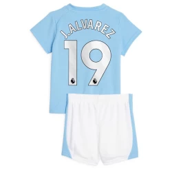 Kinderen Manchester City Julián Álvarez #19 Voetbalshirt 2023-24 Thuistenue (+ Korte Broeke)