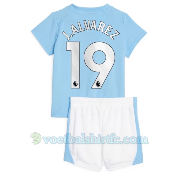 Kinderen Manchester City Julián Álvarez #19 Voetbalshirt 2023-24 Thuistenue (+ Korte Broeke)