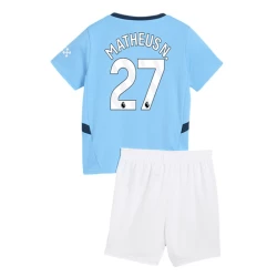 Kinderen Manchester City Matheus N. #27 Voetbalshirt 2024-25 Thuistenue (+ Korte Broeke)