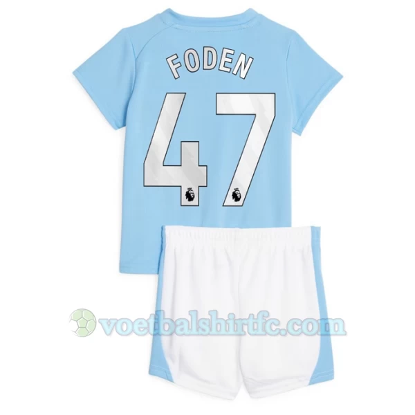 Kinderen Manchester City Phil Foden #47 Voetbalshirt 2023-24 Thuistenue (+ Korte Broeke)