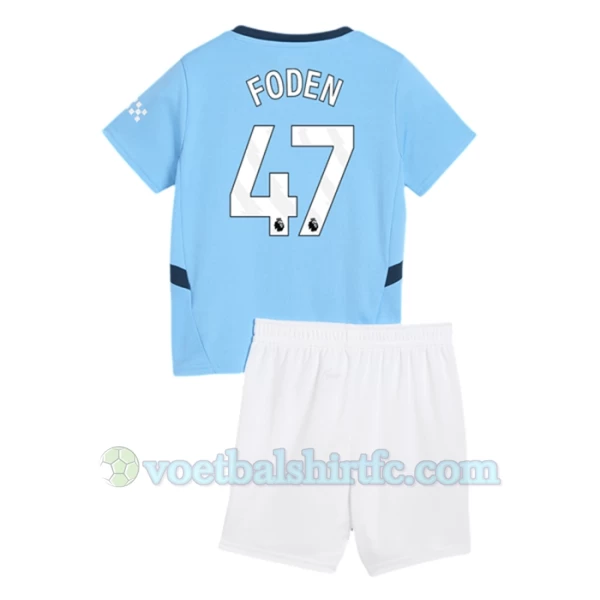 Kinderen Manchester City Phil Foden #47 Voetbalshirt 2024-25 Thuistenue (+ Korte Broeke)