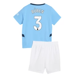 Kinderen Manchester City Ruben #3 Voetbalshirt 2024-25 Thuistenue (+ Korte Broeke)