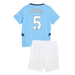 Kinderen Manchester City Stones #5 Voetbalshirt 2024-25 Thuistenue (+ Korte Broeke)