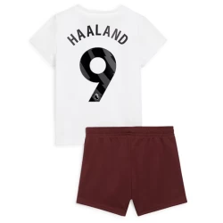 Kinderen Manchester City Voetbalshirt 2023-24 Erling Haaland #9 Uittenue (+ Korte Broeke)