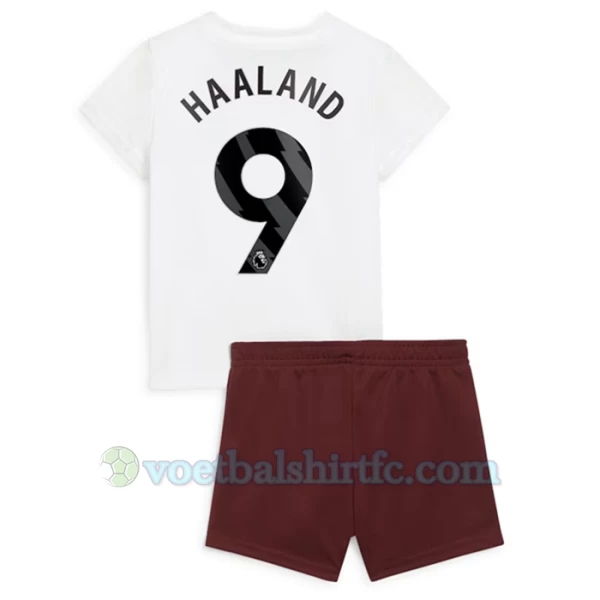 Kinderen Manchester City Voetbalshirt 2023-24 Erling Haaland #9 Uittenue (+ Korte Broeke)