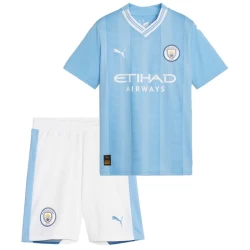 Kinderen Manchester City Voetbalshirt 2023-24 Thuistenue (+ Korte Broeke)