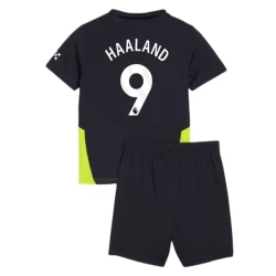 Kinderen Manchester City Voetbalshirt 2024-25 Erling Haaland #9 Uittenue (+ Korte Broeke)