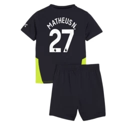 Kinderen Manchester City Voetbalshirt 2024-25 Matheus N. #27 Uittenue (+ Korte Broeke)