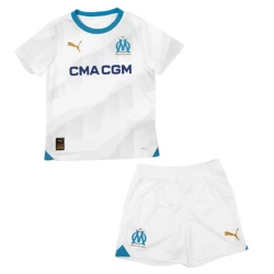 Kinderen Olympique de Marseille Voetbalshirt 2023-24 Thuistenue (+ Korte Broeke)