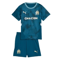 Kinderen Olympique de Marseille Voetbalshirt 2024-25 Uittenue (+ Korte Broeke)