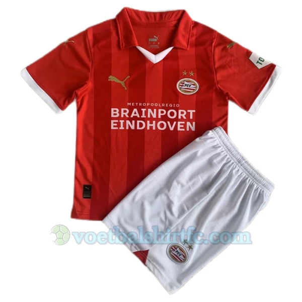 Kinderen PSV Eindhoven Voetbalshirt 2023-24 Thuistenue (+ Korte Broeke)