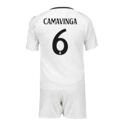 Kinderen Real Madrid Eduardo Camavinga #6 Voetbalshirt 2024-25 Thuistenue (+ Korte Broeke)