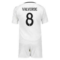 Kinderen Real Madrid Federico Valverde #8 Voetbalshirt 2024-25 Thuistenue (+ Korte Broeke)