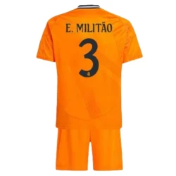 Kinderen Real Madrid Voetbalshirt 2024-25 E.Militao #3 Uittenue (+ Korte Broeke)