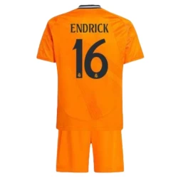 Kinderen Real Madrid Voetbalshirt 2024-25 Endrick #16 Uittenue (+ Korte Broeke)