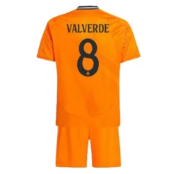 Kinderen Real Madrid Voetbalshirt 2024-25 Federico Valverde #8 Uittenue (+ Korte Broeke)