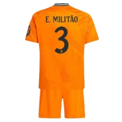 Kinderen Real Madrid Voetbalshirt 2024-25 HP E.Militao #3 Uittenue (+ Korte Broeke)