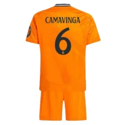 Kinderen Real Madrid Voetbalshirt 2024-25 HP Eduardo Camavinga #6 Uittenue (+ Korte Broeke)