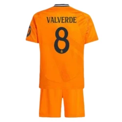 Kinderen Real Madrid Voetbalshirt 2024-25 HP Federico Valverde #8 Uittenue (+ Korte Broeke)