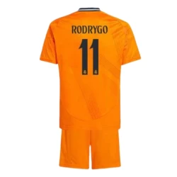 Kinderen Real Madrid Voetbalshirt 2024-25 Rodrygo #11 Uittenue (+ Korte Broeke)