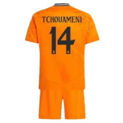 Kinderen Real Madrid Voetbalshirt 2024-25 Tchouameni #14 Uittenue (+ Korte Broeke)