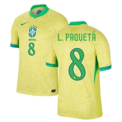 L.paqueta #8 Brazilië Voetbalshirt Copa America 2024 Thuistenue Heren