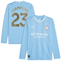 Manchester City Champions #23 Voetbalshirt 2023-24 Thuistenue Heren Lange Mouw