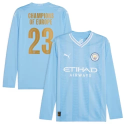 Manchester City Champions of Europe #23 Voetbalshirt 2023-24 Thuistenue Heren Lange Mouw