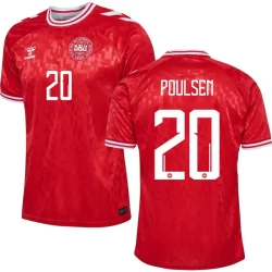 Poulsen #20 Denemarken Voetbalshirt EK 2024 Thuistenue Heren