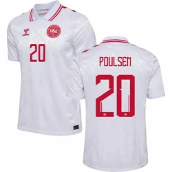 Poulsen #20 Denemarken Voetbalshirt EK 2024 Uittenue Heren