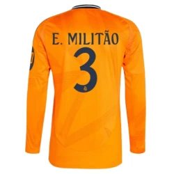 Real Madrid Voetbalshirt 2024-25 HP E.Militao #3 Uittenue Heren Lange Mouw