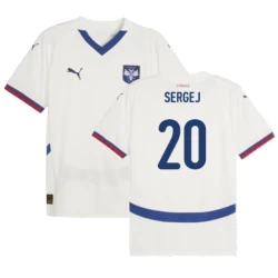 Sergej #20 Servië Voetbalshirt EK 2024 Uittenue Heren